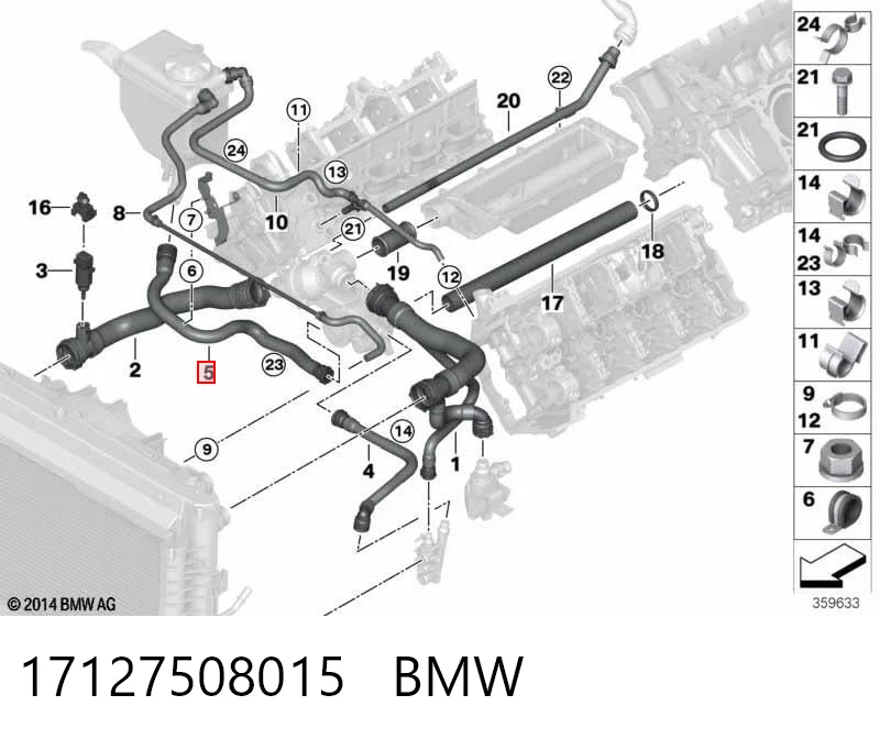 17127508015 BMW Шланг расширительного бачка нижний