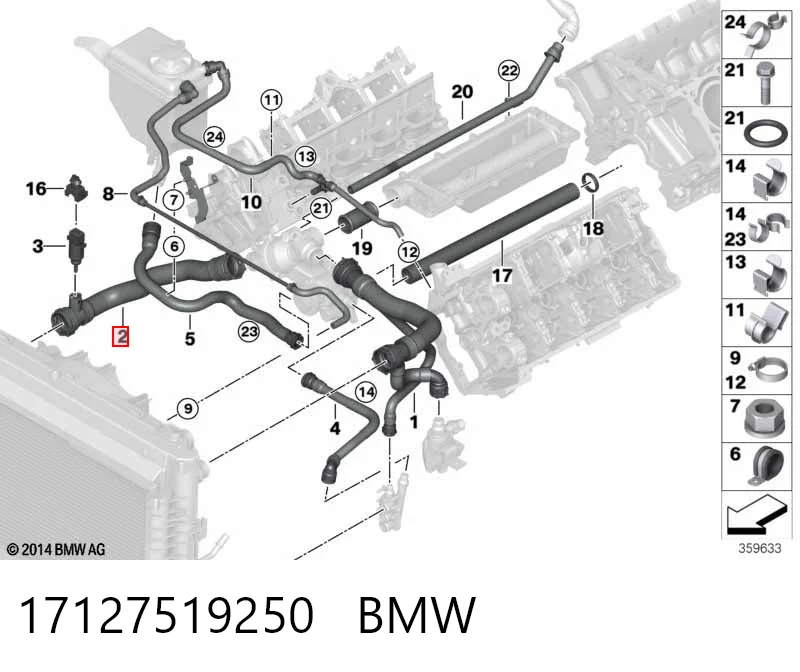 17127519250 BMW Патрубок радиатора охлаждения нижний