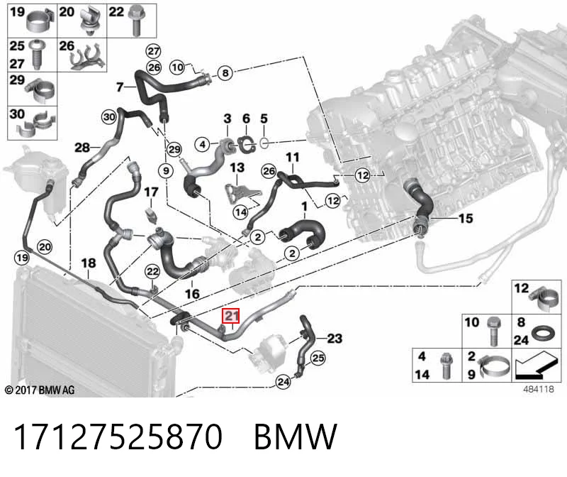 17127525870 BMW Шланг расширительного бачка нижний