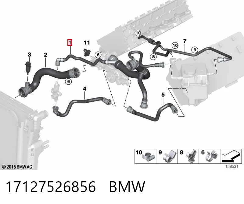 17127526856 BMW Шланг системы охлаждения