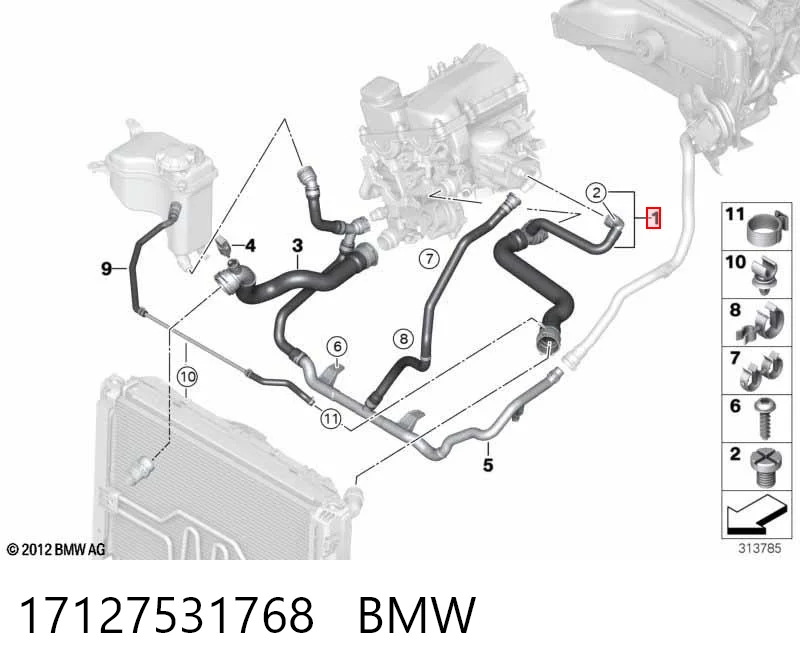 17127531768 BMW Шланг системы охлаждения