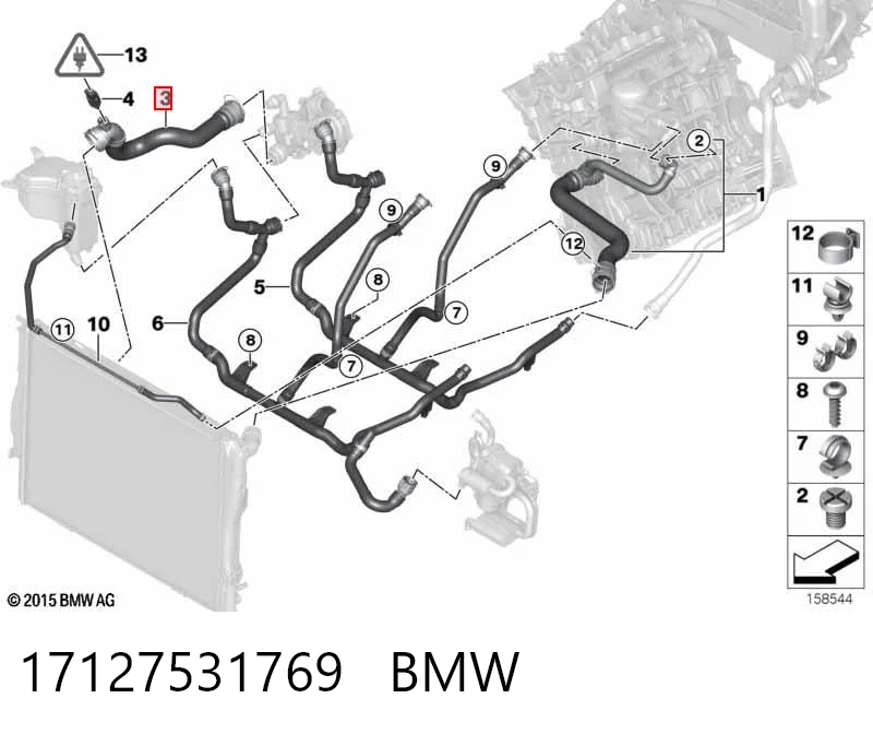 17127531769 BMW Патрубок радиатора охлаждения нижний