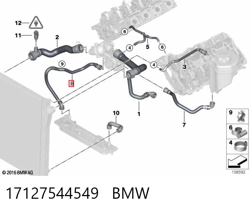 17127544549 BMW Шланг (патрубок) охлаждения масляного теплообменника, подача