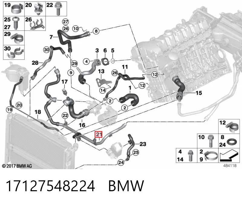 17127548224 BMW Шланг расширительного бачка нижний