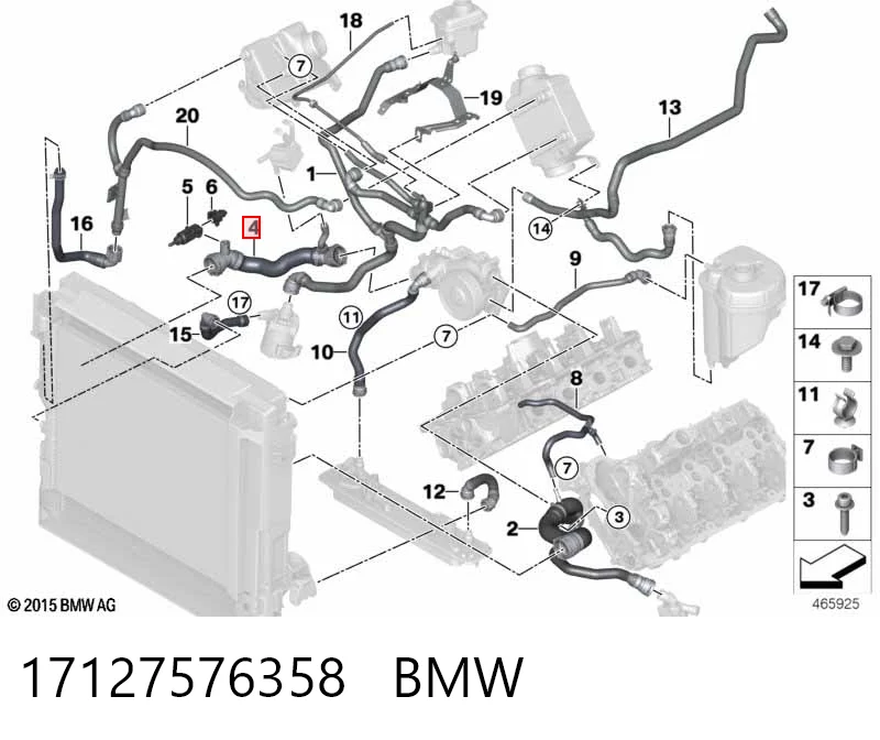 17127576358 BMW Патрубок радиатора охлаждения нижний