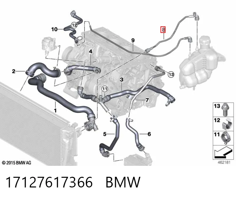 17127617366 BMW Шланг расширительного бачка верхний