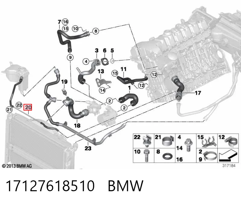 17127618510 BMW Шланг расширительного бачка верхний