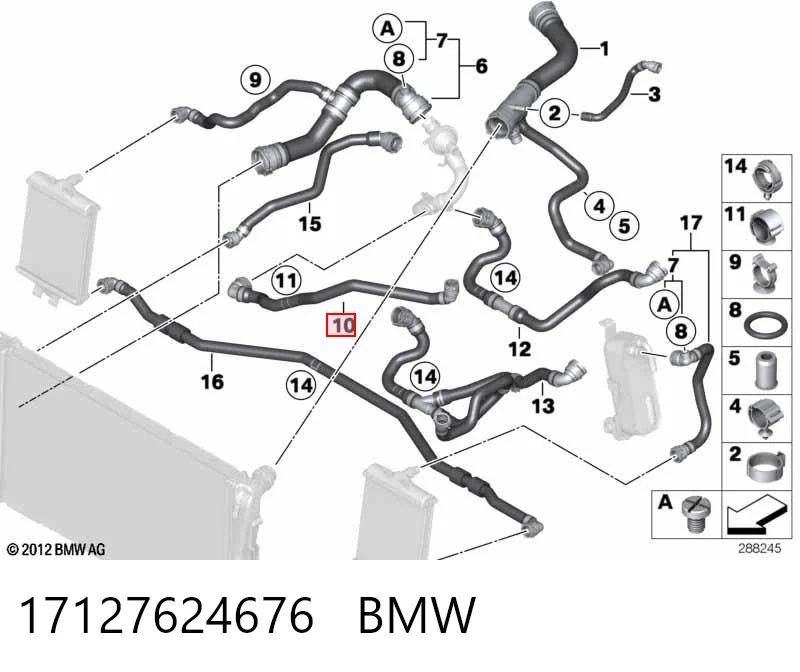 17127624676 BMW Шланг расширительного бачка нижний