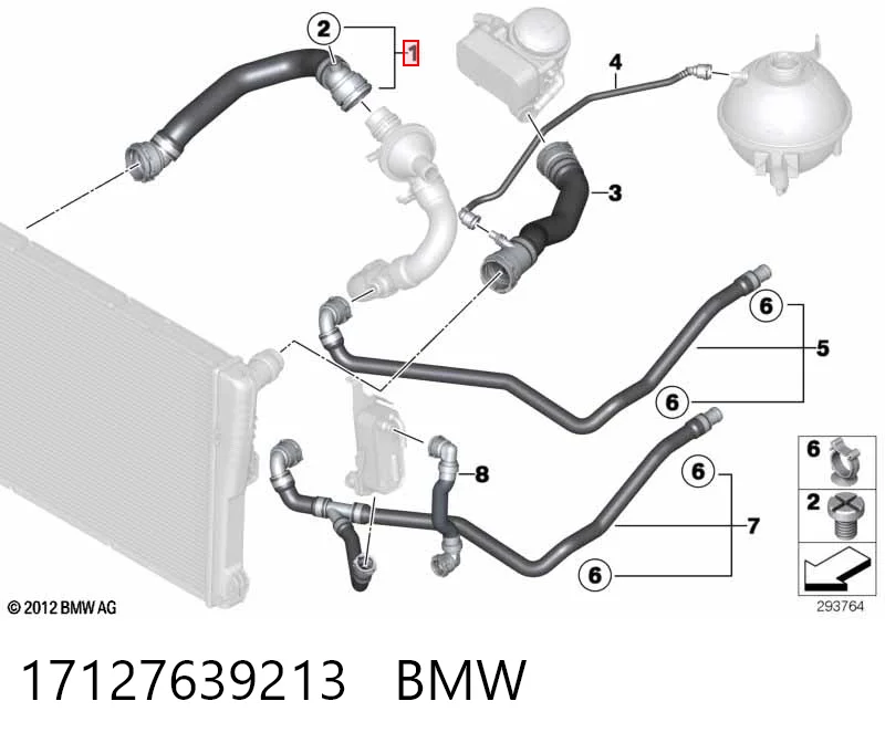 17127639213 BMW Патрубок радиатора охлаждения нижний
