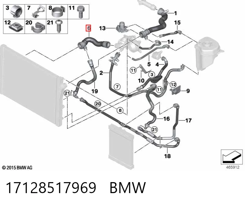 17128517969 BMW Патрубок радиатора охлаждения нижний
