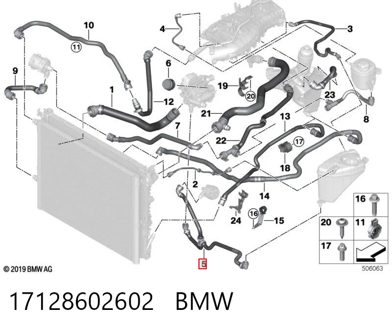 17128602602 BMW Шланг расширительного бачка нижний