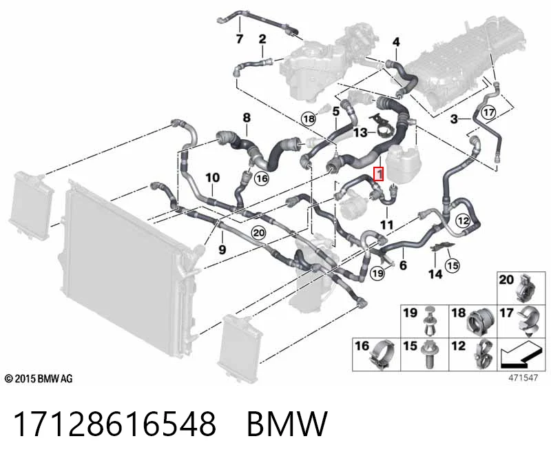 17128616548 BMW Шланг системы охлаждения