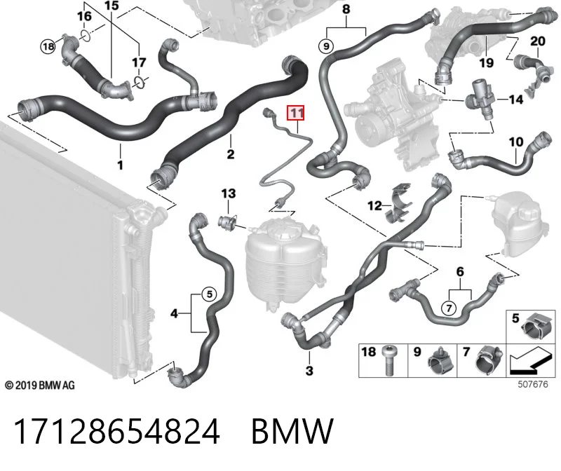 17128654824 BMW Шланг термостата