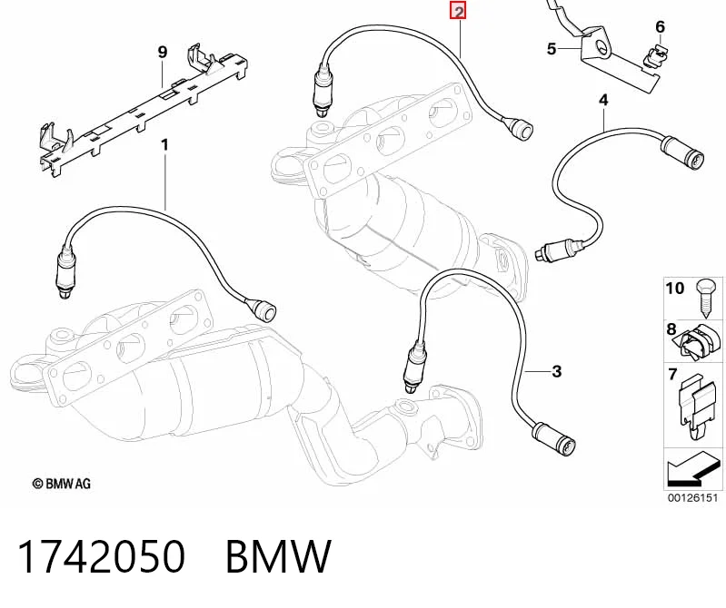 1742050 BMW Лямбда зонд до катализатора, левый