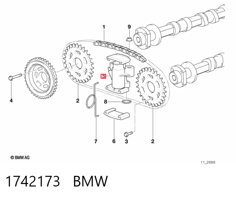 1742173 BMW Натяжитель цепи ГРМ распреддвалов, правой