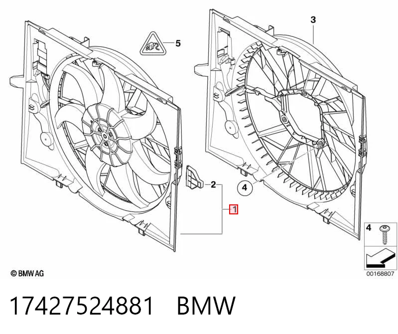 17427524881 BMW Диффузор радиатора охлаждения в сборе с мотором