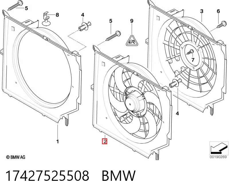 17427525508 BMW Диффузор радиатора охлаждения в сборе с мотором