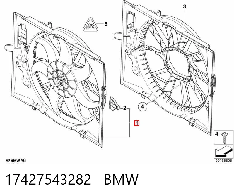 17427543282 BMW Диффузор радиатора охлаждения в сборе с мотором