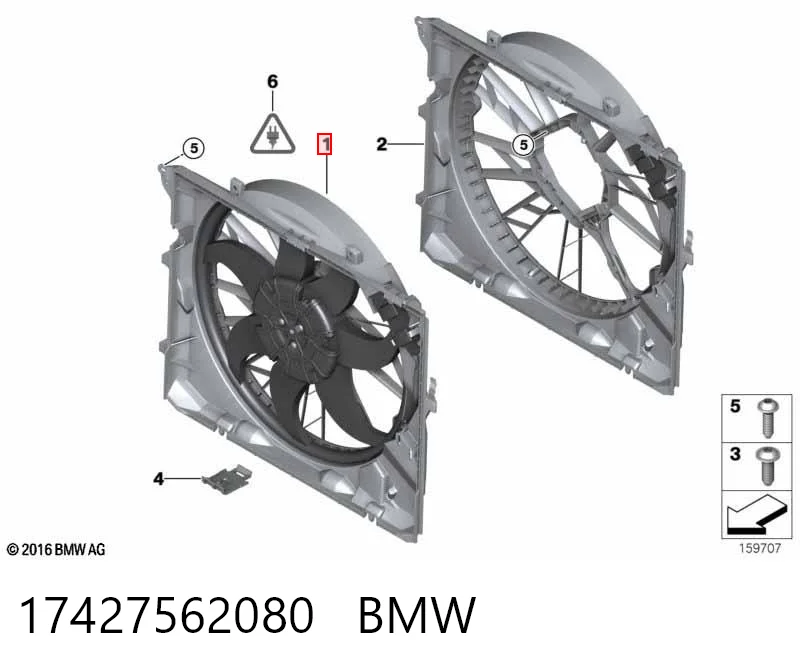 17427562080 BMW Диффузор радиатора охлаждения в сборе с мотором