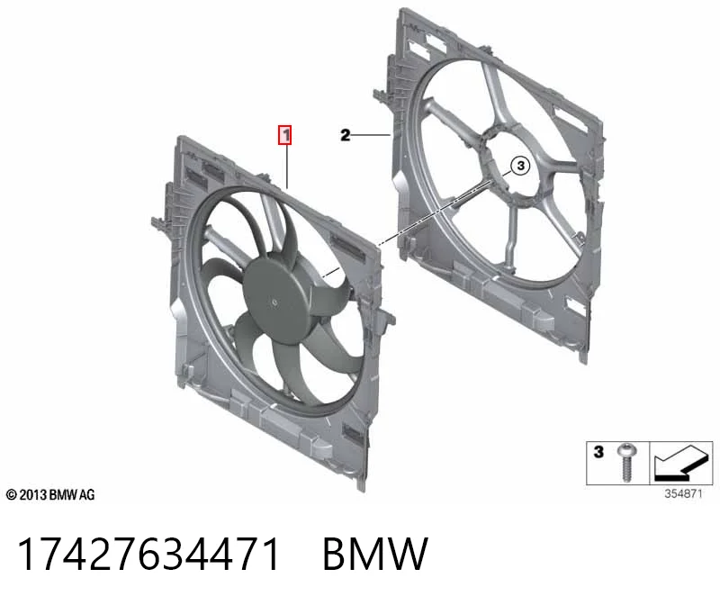 Электровентилятор охлаждения в сборе BMW X5 внедорожник (F15, F85) (2013 - 2018) цена, от 253.95 USD