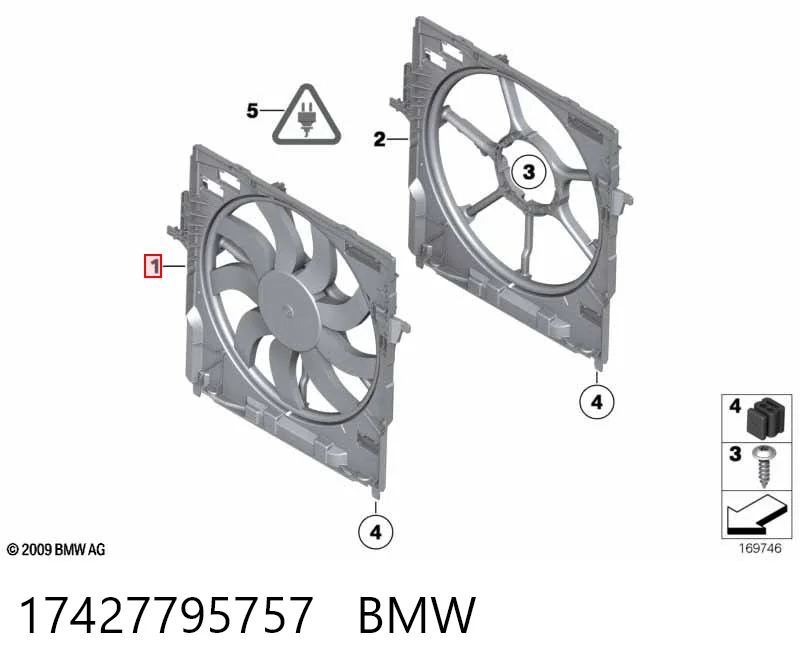 17427795757 BMW Диффузор радиатора охлаждения в сборе с мотором