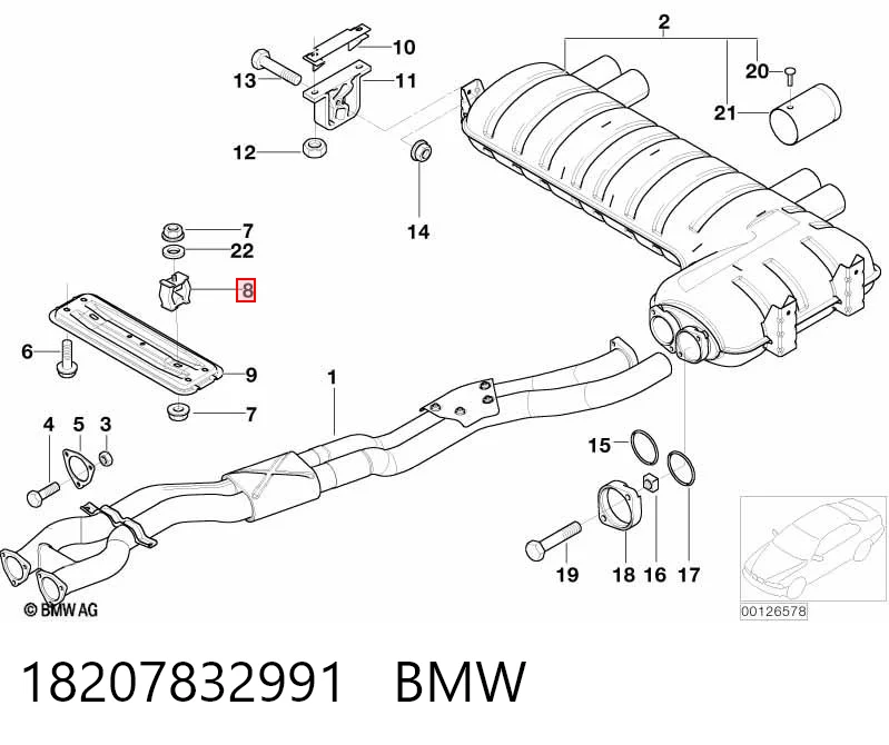 Крепление глушителя на BMW 3  E46