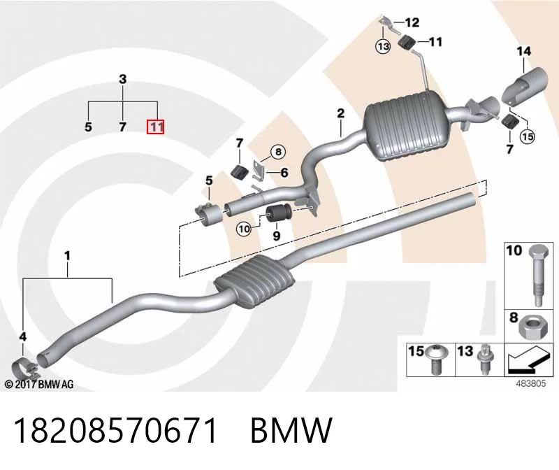 8570671 BMW Хомут глушителя задний