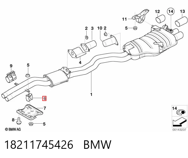 Купить Подушка глушителя Бмв 3  E46