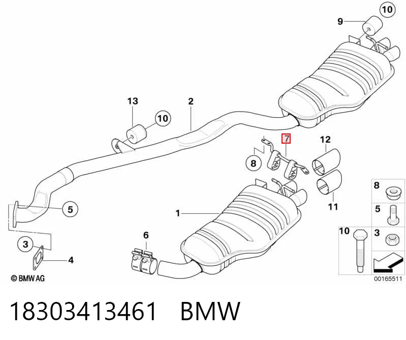 Крепление глушителя на BMW X3  E83