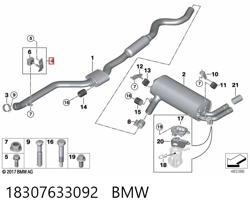 Крепление глушителя на BMW 3  F30, F80