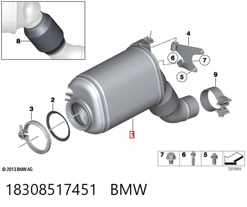 Сажевый фильтр DPF на BMW 7  F01, F02, F03, F04
