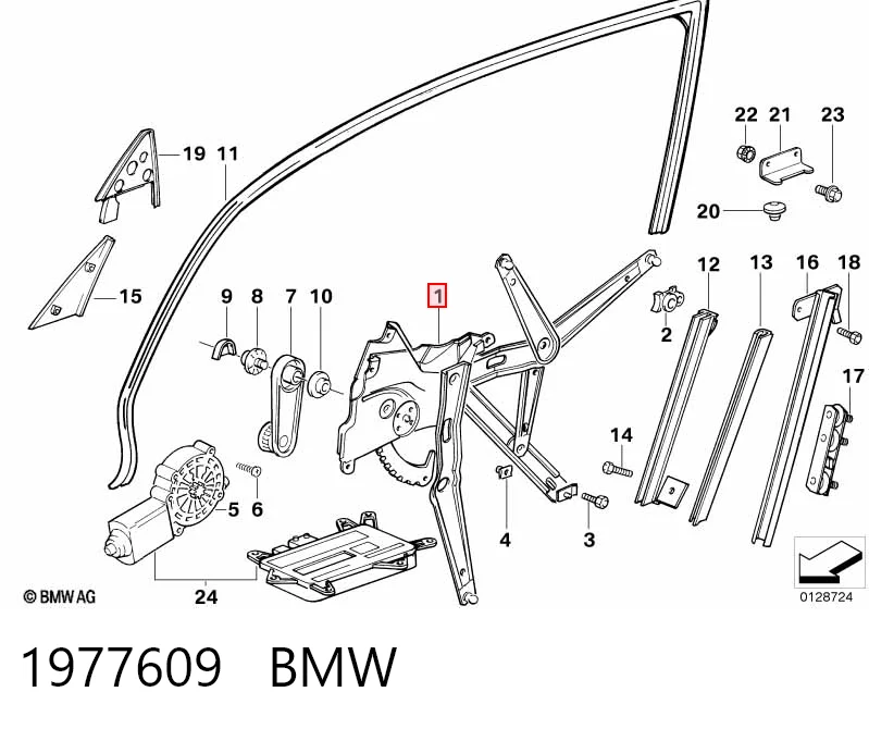 1977609 BMW Механизм стеклоподъемника передней левой двери
