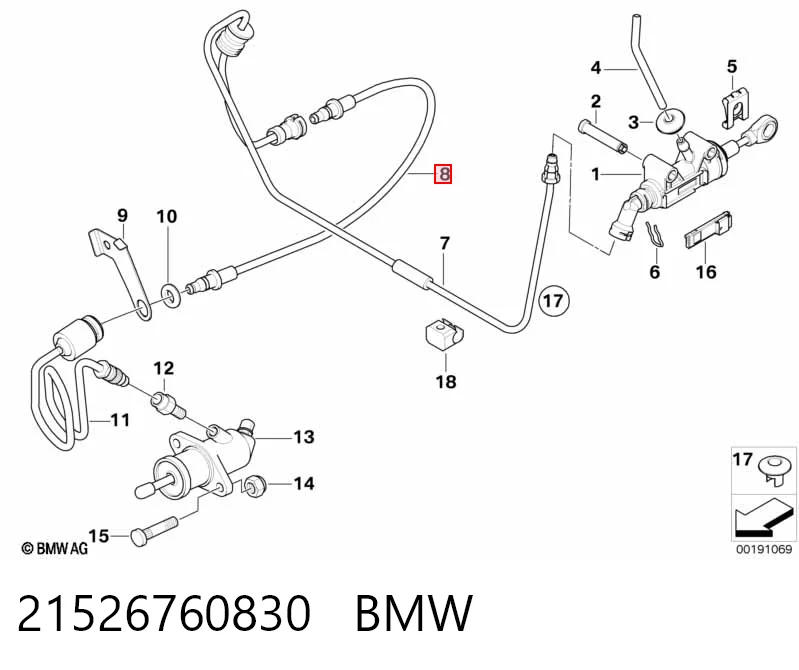 Шланг сцепления в сборе на BMW 5  E60