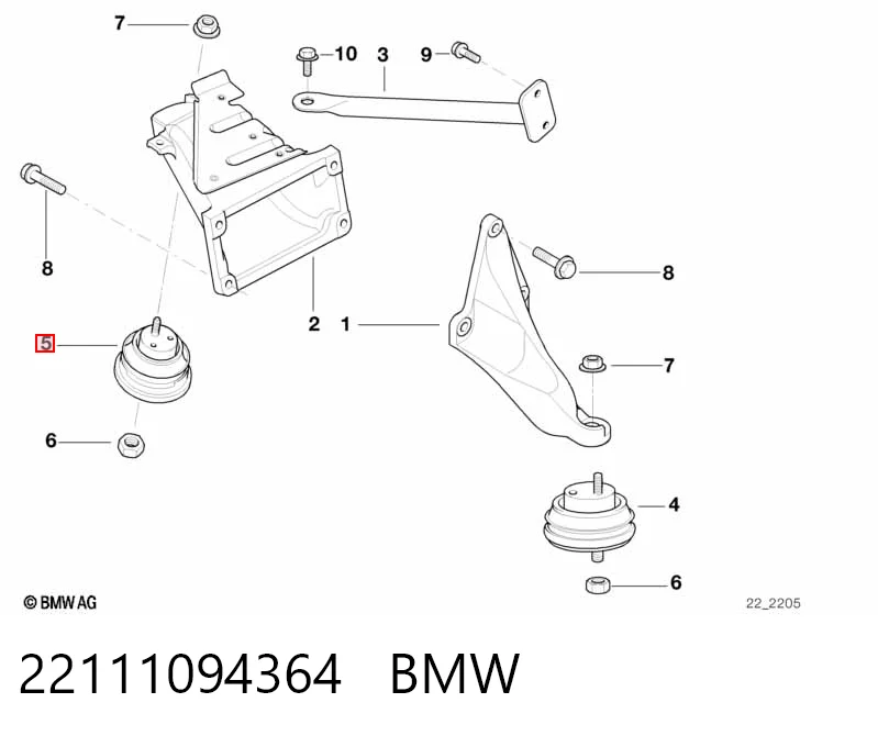 22111094364 BMW Опора двигателя, левая/правая