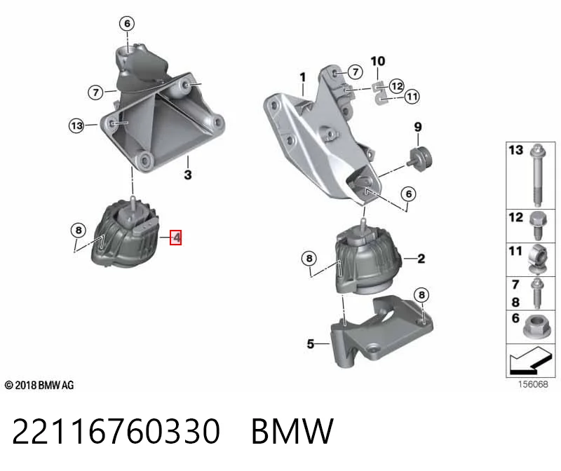 22116760330 BMW Правая подушка двигателя