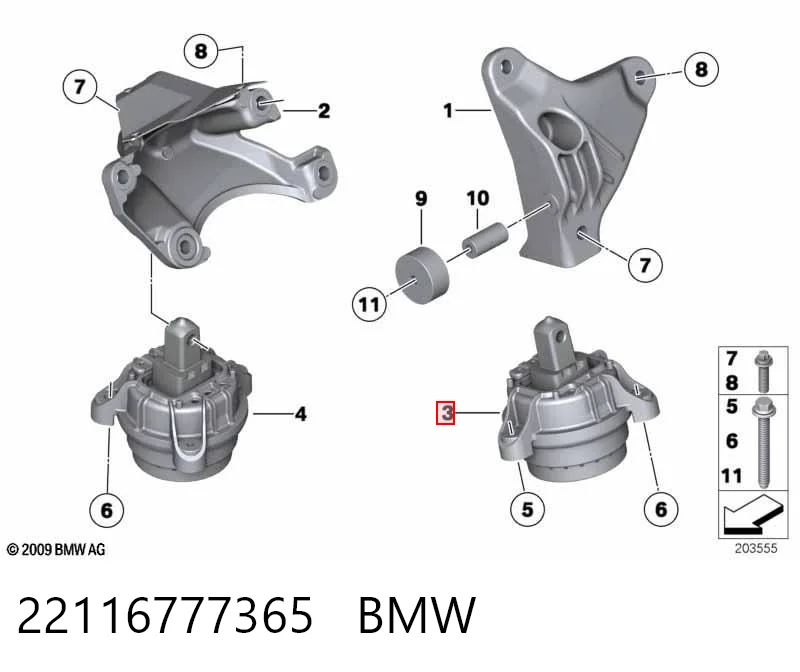 22116777365 BMW Подушка (опора) двигателя, левая
