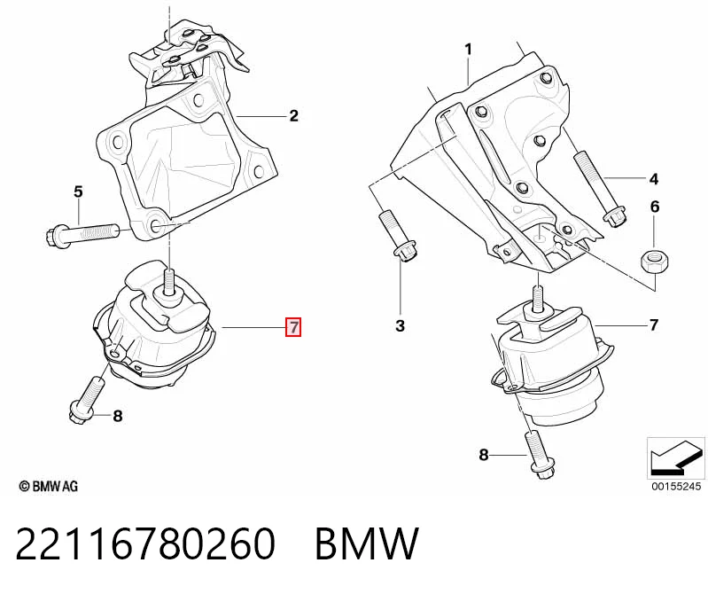 22116780260 BMW Правая подушка двигателя
