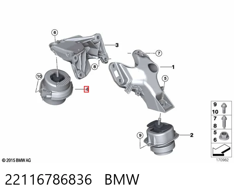 22116786836 BMW Правая подушка двигателя