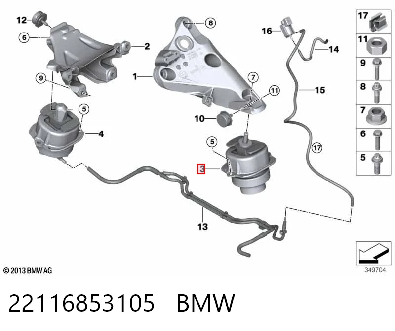 Подушка (опора) двигателя, левая на BMW X5  F15, F85