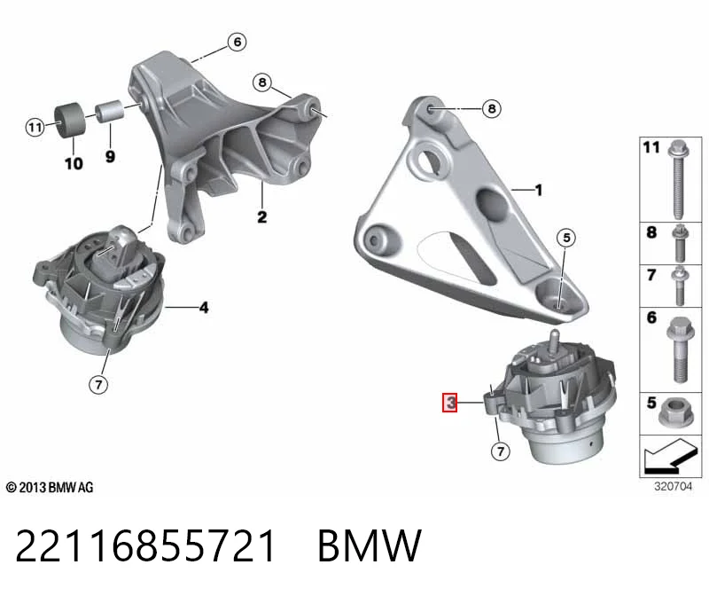22116855721 BMW Подушка (опора) двигателя, левая