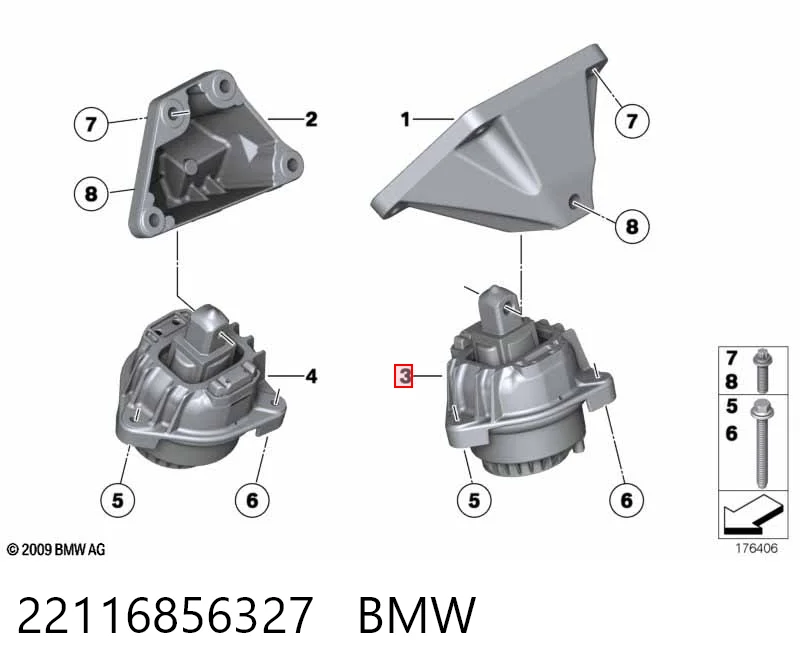 22116856327 BMW Подушка (опора) двигателя, левая