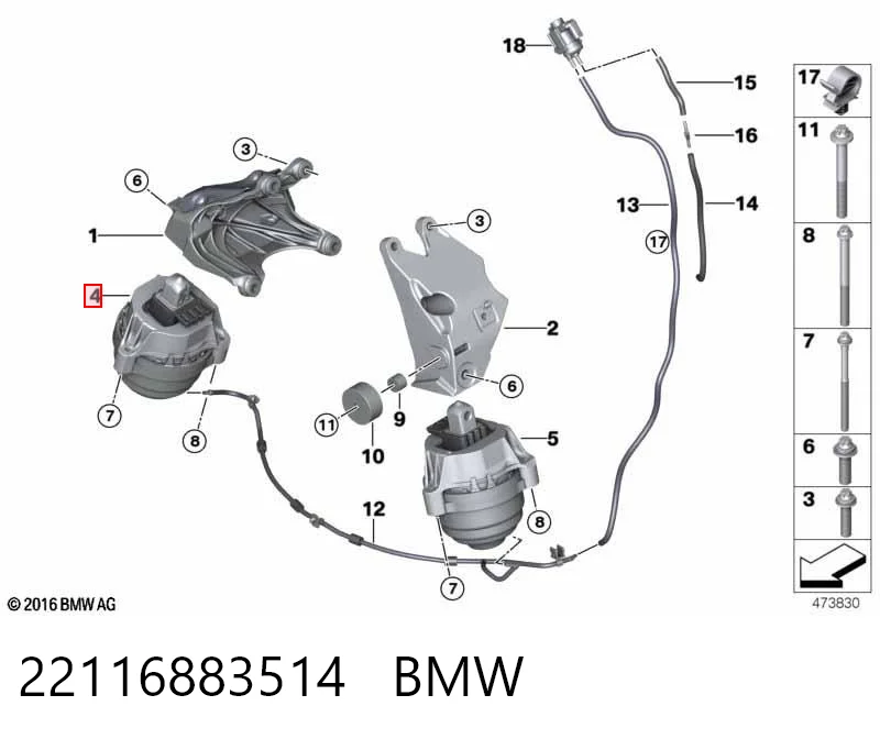 22116883514 BMW Правая подушка двигателя