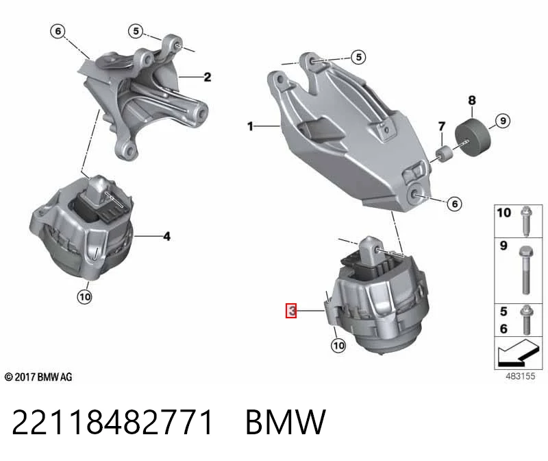 22118482771 BMW Подушка (опора) двигателя, левая