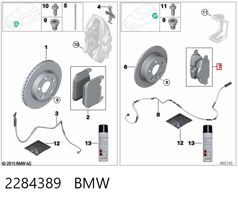 2284389 BMW Колодки тормозные дисковые комплект
