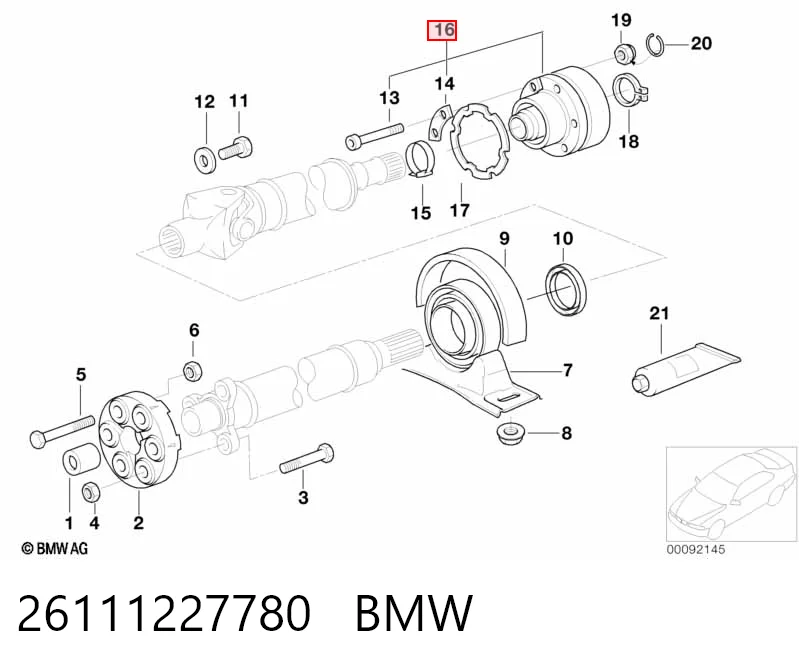 ШРУС карданного вала заднего, задний BB2359 Posterparts
