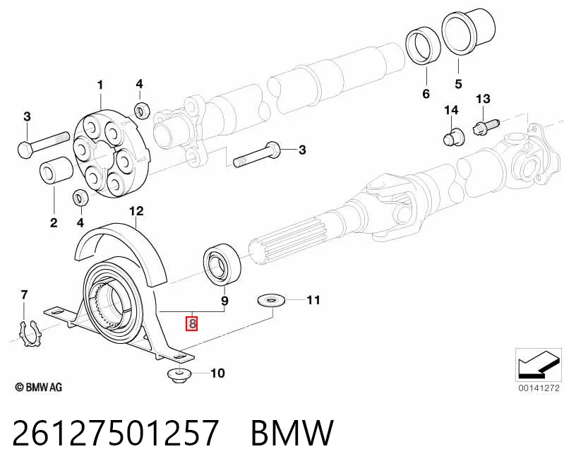 26127501257 BMW Подвесной подшипник кардана