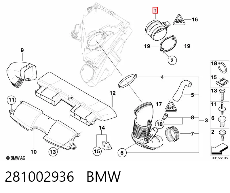 281002936 BMW Датчик расхода воздуха