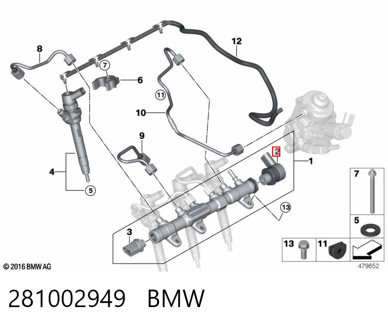 281002949 BMW Регулятор давления в топливной рейке