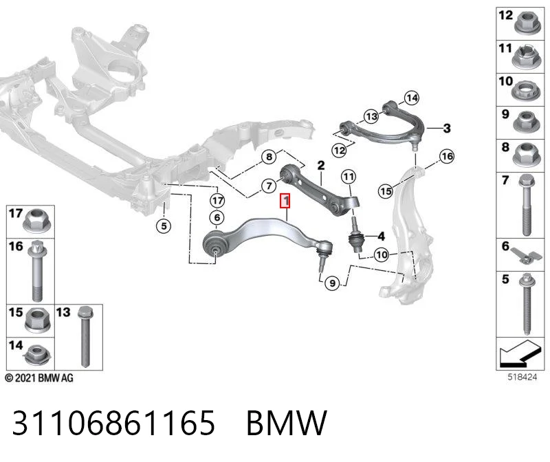31106861165 BMW Рычаг передней подвески нижний левый