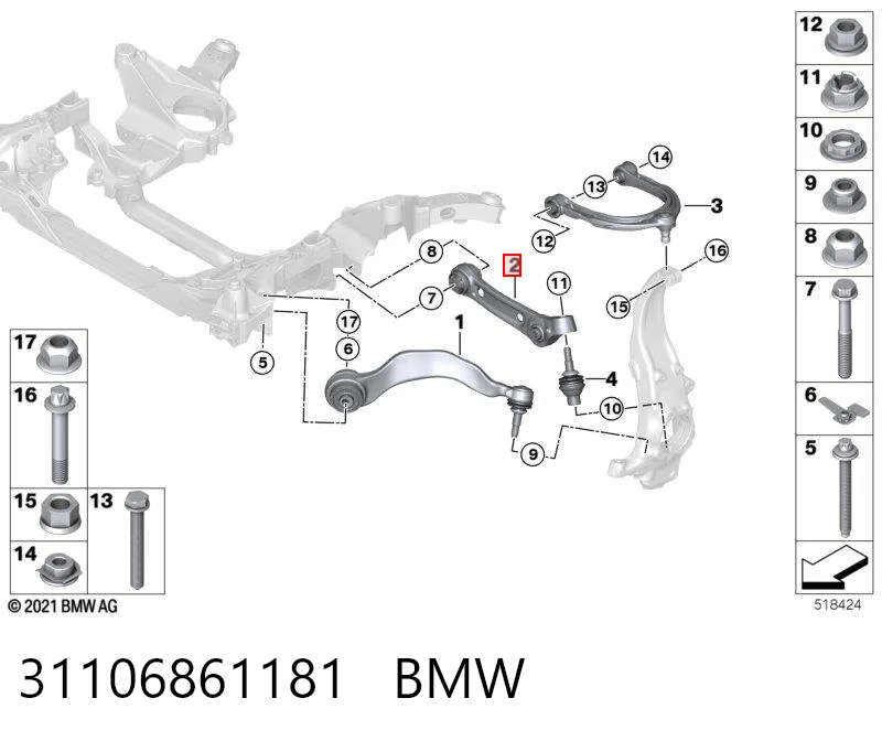 31106861181 BMW Рычаг передней подвески нижний левый